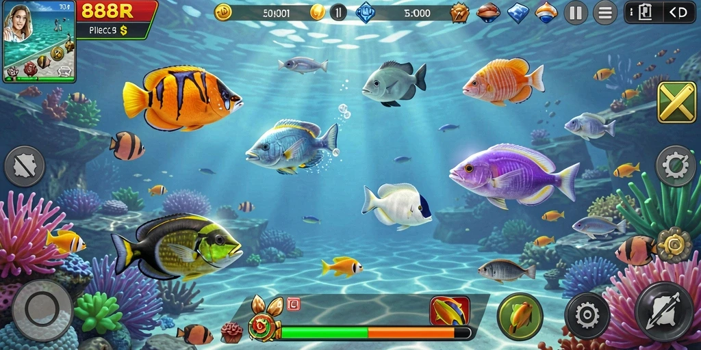 Gameplay seru Tembak Ikan di 888R dengan animasi menarik.