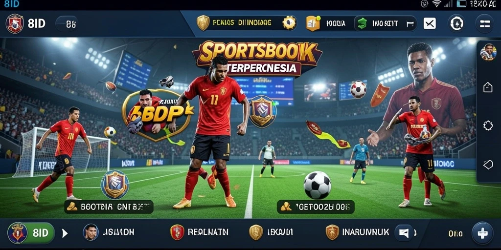 Tampilan screenshot 8ID menunjukkan antarmuka aplikasi Sportsbook yang menarik.