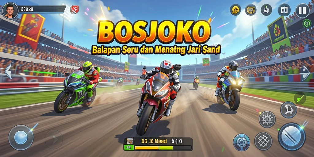 Gameplay seru dengan balapan yang mendebarkan di BOSJOKO.