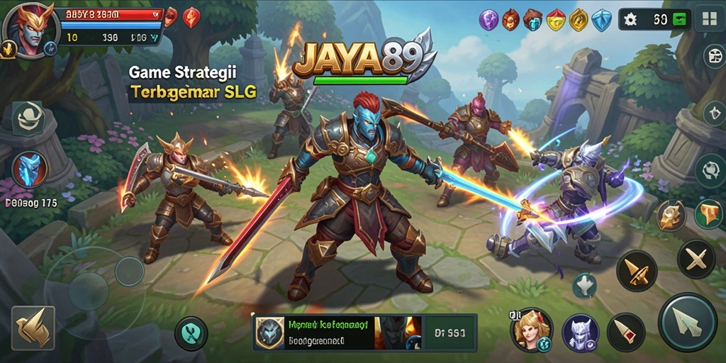Tampilan gameplay SLG JAYA89 dengan aksi pertempuran yang seru.