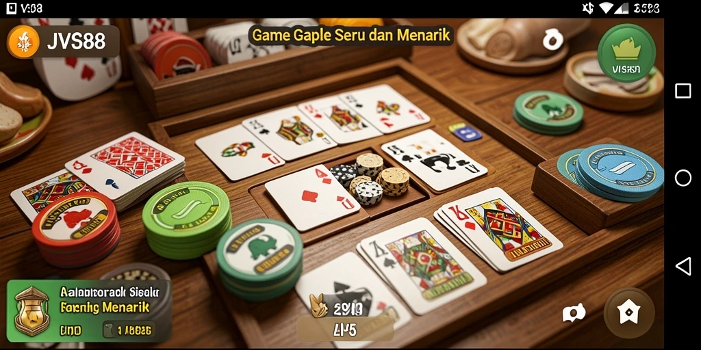 Gameplay seru di JVS88, nikmati permainan Gaple bersama teman-teman.