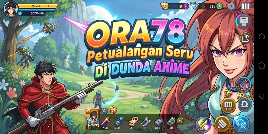 Tampilan gameplay seru di dunia Anime yang penuh warna.
