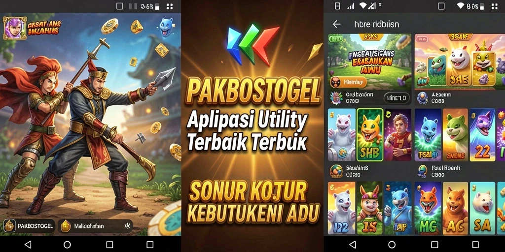 Tampilan utama aplikasi PAKBOSTOGEL dengan berbagai fitur Utility.