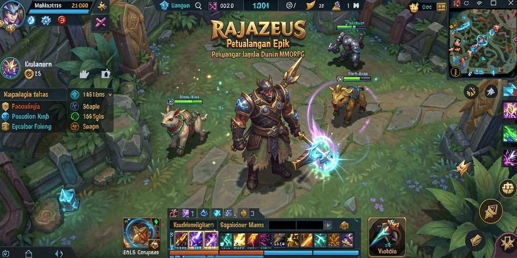 Tampilan mendetail gameplay RAJAZEUS dalam petualangan MMORPG.
