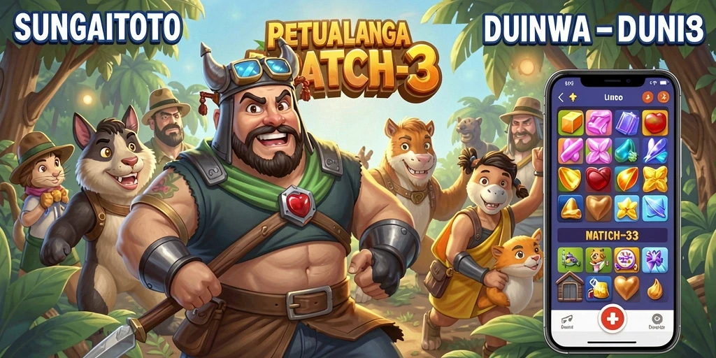 Tampilan menarik dari gameplay Match-3 SUNGAITOTO.